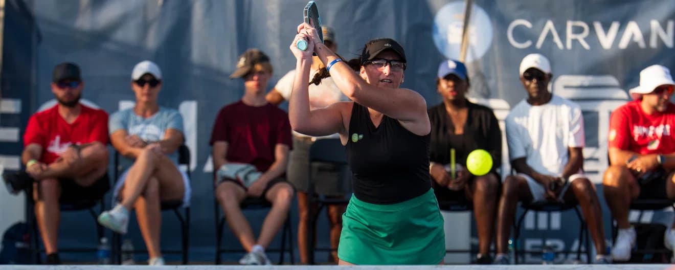 Rachel Rohrabacher competing in women's doubles at the Veolia Cape Coral Open presented by Proton.