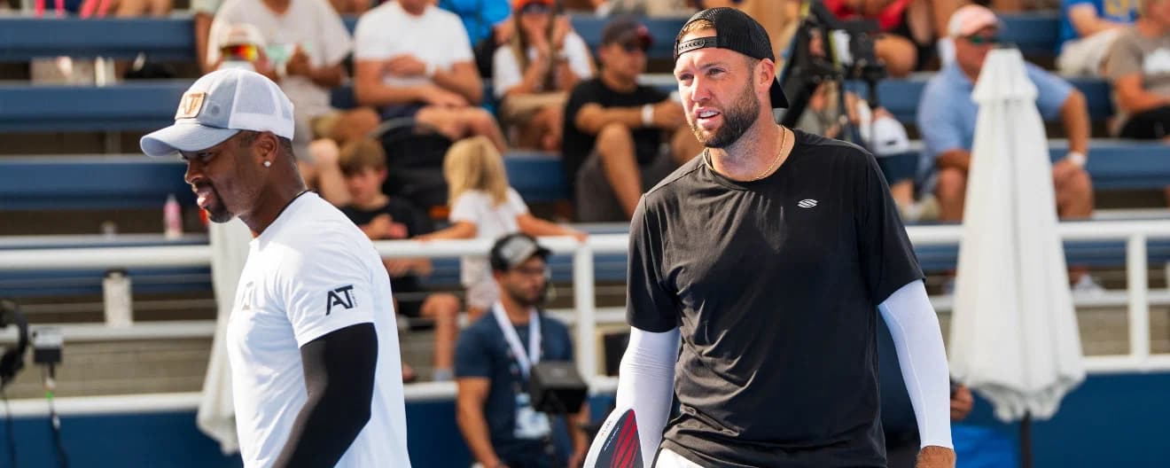 Jack Sock and Donald Young competing at the Veolia Cincinnati Showcase presented by Six Zero.