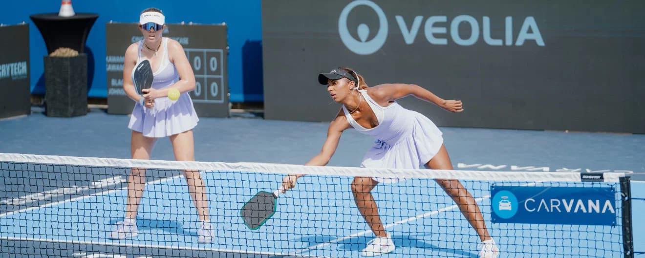 Jorja Johnson and Tyra Black on the court.