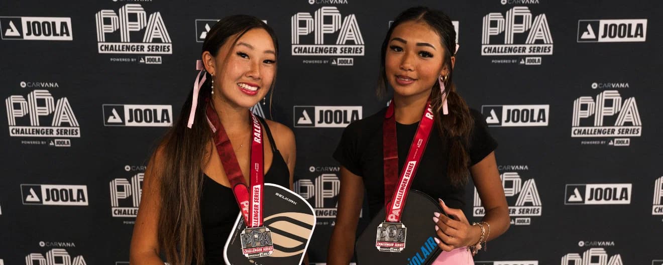 Kiora Kunimoto (left) and Ella Yeh (right) earned silver in women's doubles at the Raleigh PPA Challenger.
