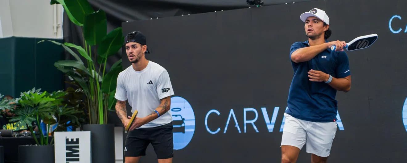 Jaume Martinez Vich and Nico Acevedo competing in men's doubles at the Veolia Chicago Cup.