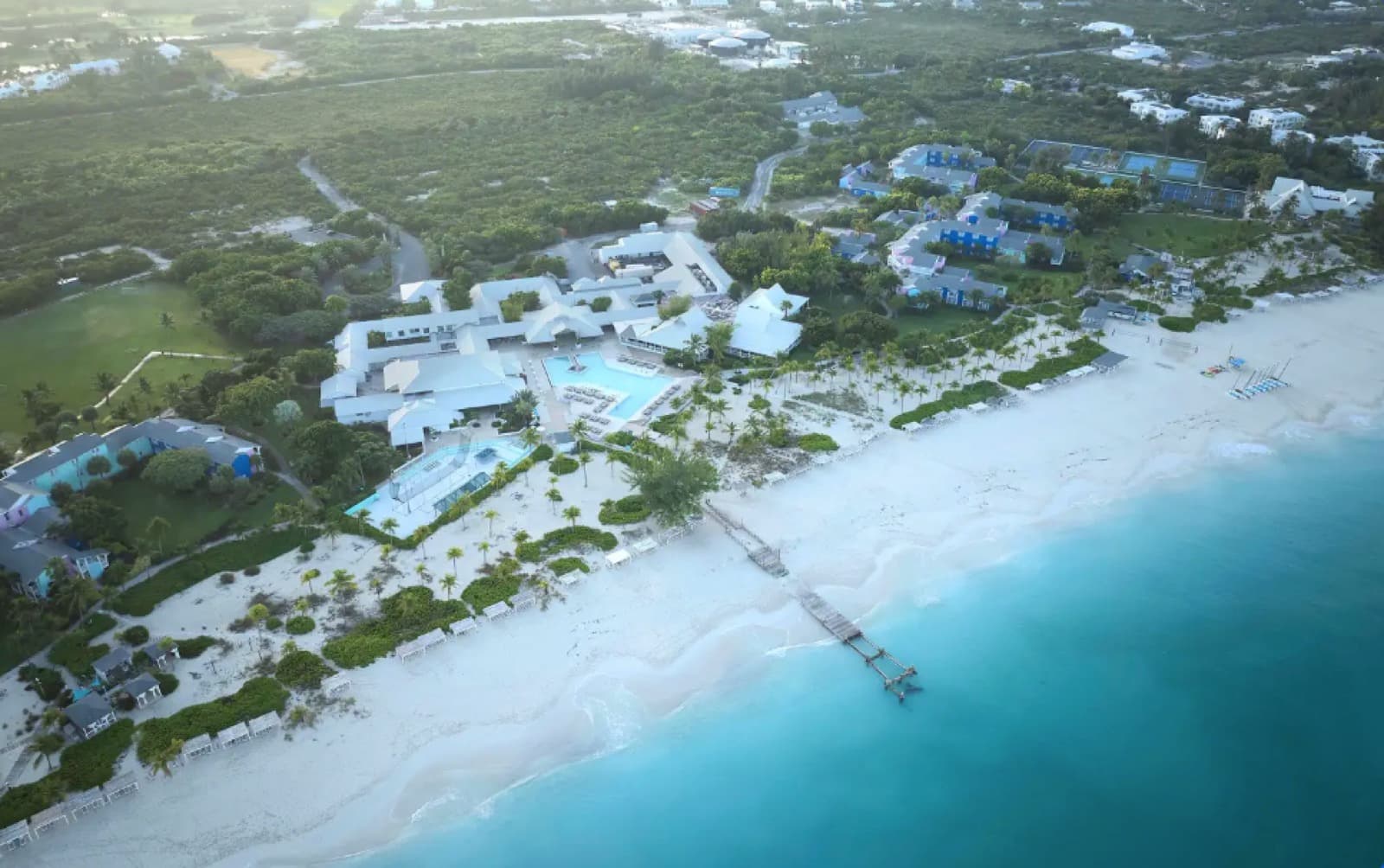 Aerial view of Grace Bay and Club Med Turkoise, Turks & Caicos